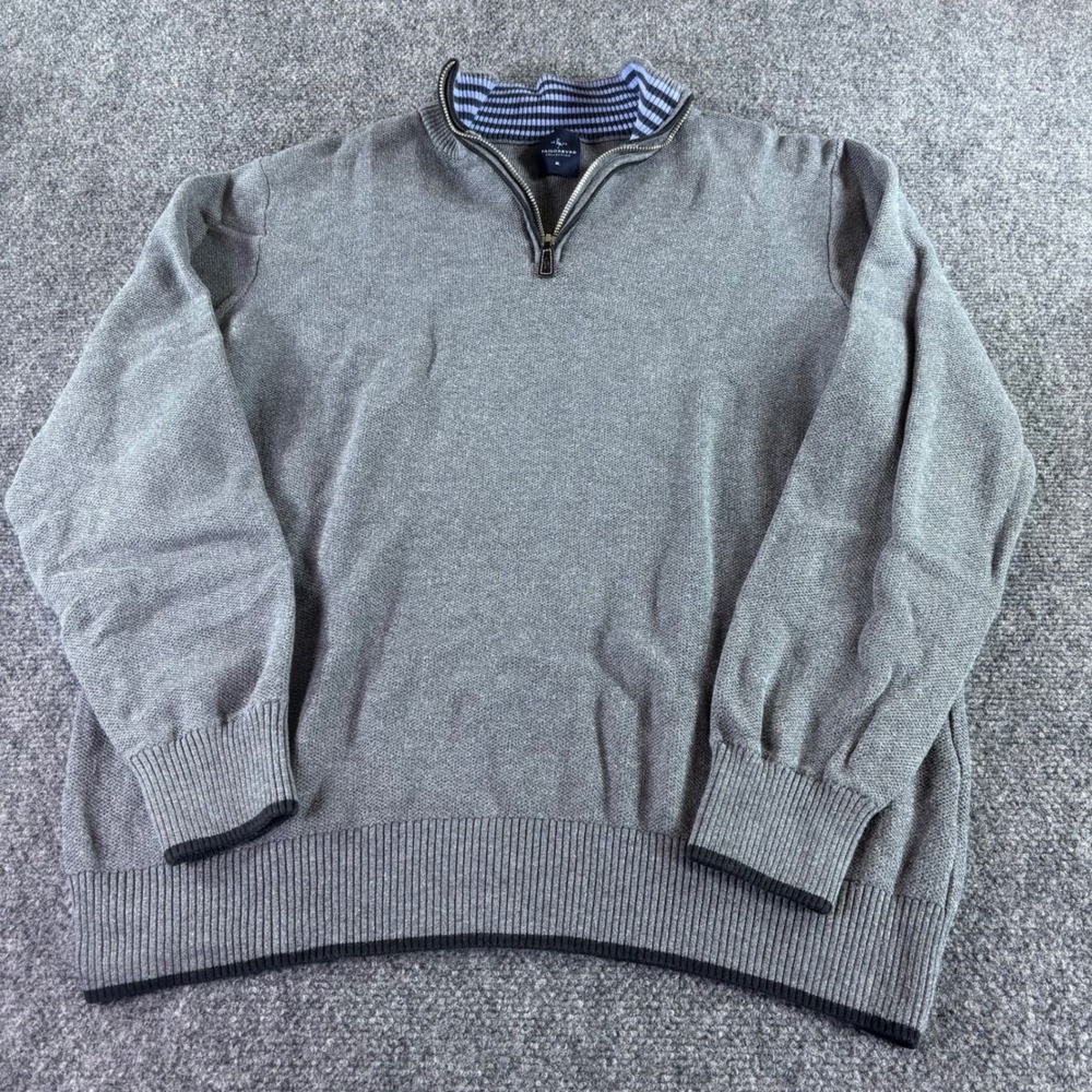 Tailorbyrd Quarter Zip Sweater Mens XL Grey Textured Cotton Rayon Pullover